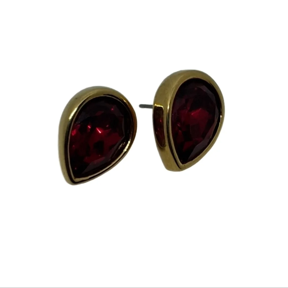 Vintage Swarovski S.A.L. Red Teardrop Stud Earrings